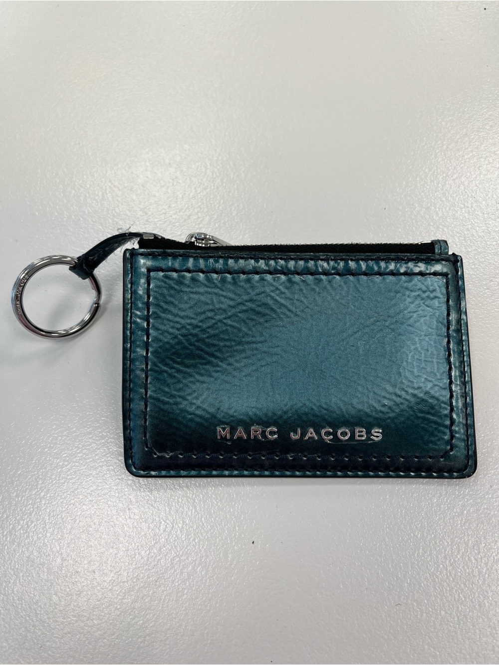 Marc Jacobs Teal Zip Card Holder with Keyring